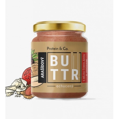 Protein&Co Arašídový krém s bílou čokoládou a jahodami 330 g