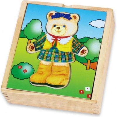 Viga puzzle v krabičke obliekanie Medvedica