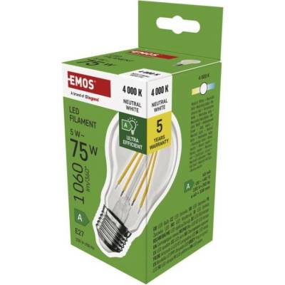 Emos LED žiarovka Filament A60 A CLASS/ E27 5 W 75 W 1 060 lm neutrálna biela ZF5158