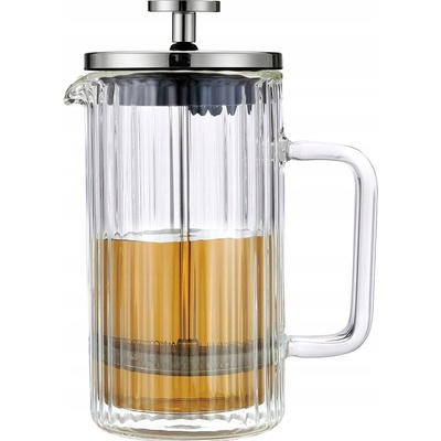 KLAUSBERG Lúhovač na kávu a čaj, sklenený 350ml French Press strieborný 7756