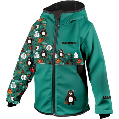 Wamu softshellová bunda detská Medvede tyrkysová