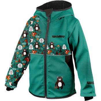 Wamu softshellová bunda detská Medvede tyrkysová