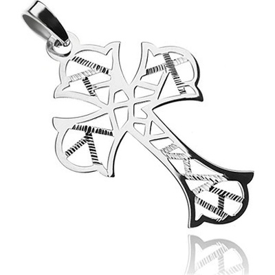 Šperky eshop Stříbrný přívěsek 925 kříž s geometrickými výřezy T4.13