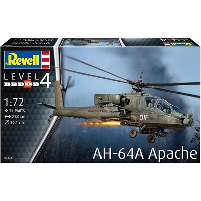 Revell Сглобяем модел, Revell, Военен хеликоптер AH-64A Apache, 71 части (R03824)