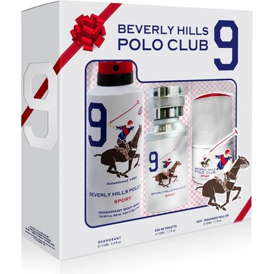 Beverly Hills Polo Club Комплект Beverly Hills Polo Club: 1982 - Sport 9 тоалетна вода за мъже 50 мл + 1982 - Sport 9 антиперспирант дезодорант спрей за мъже 175 мл + 1982 - Sport 9 антиперспирант дезодорант рол-он за мъже 50 мл