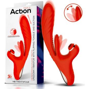 Action No. Twentyfour Up and Down Flip Flap Tongue and Suction Vibe Red