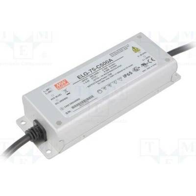 MEAN WELL ELG-75-C500A Napájecí zdroj: spínaný; LED; 75W; 75÷150VDC; 250÷500mA; IP65; 91%