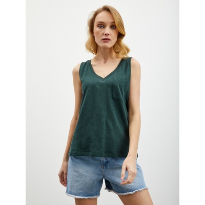 ZOOT. lab Тъмнозелен дамски ленен потник с джобче ZOOT. lab Josi ZOOT. lab | Zelen | ЖЕНИ | XS