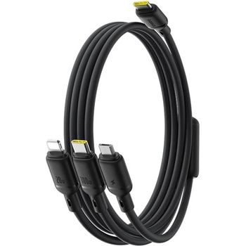 Baseus Универсален USB-C кабел с Lightning, microUSB и USB-C конектори, 100W (150cм) - Baseus Data Cable Silky (черен) (P10377706123-00)