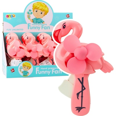 Leantoys Mechanický ručný ventilátor pre deti Flamingo Ružová