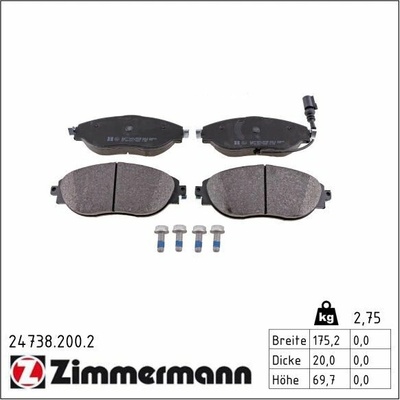Sada brzdových destiček, kotoučová brzda ZIMMERMANN 24738.200.2
