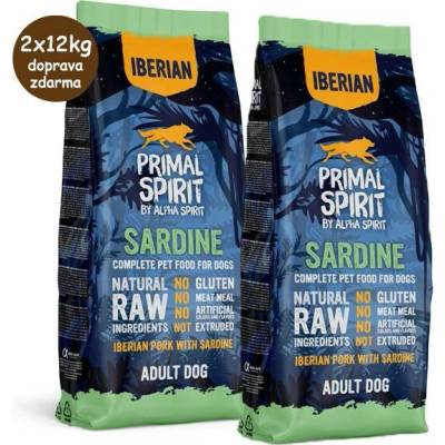 Primal Spirit Dog 70% Iberian Pork with Sardine 2 x 12 kg