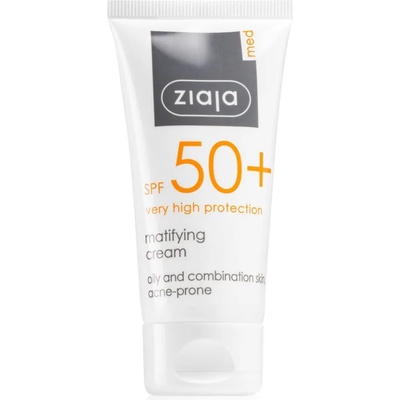 Ziaja Med Protecting UVA + UVB матиращ слънцезащитен крем за лице SPF 50+ 50ml