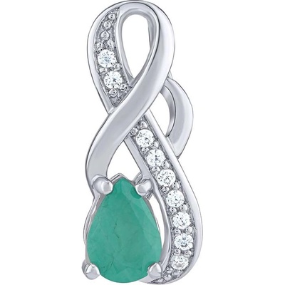 SILVEGO Stříbrný přívěsek Estelle s pravým Smaragdem a čirými Brilliance Zirconia FWP15172ER