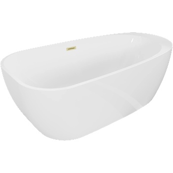 Mexen Giada свободно стояща вана 170 x 90 см, бяла лъскава, преливник златисто четкано - 52741709000-55 (52741709000-55)