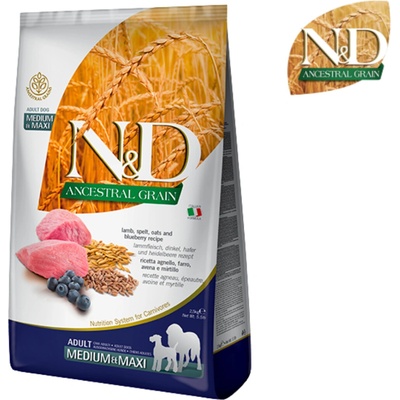 N&D Ancestral Grain Dog Adult Medium & Maxi Lamb & Blueberry 12 kg – Zboží Mobilmania