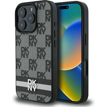 DKNY Калъф DKNY Checkered Pattern & Printed Stripes за iPhone 16 Pro Max - черен (3666339334130)