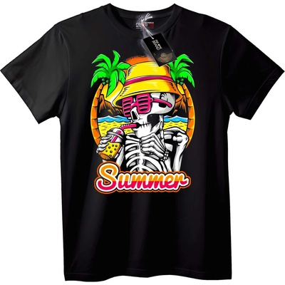 NOONEBRAND Тениска Лятно Плажно Черепче - 2XL, Black