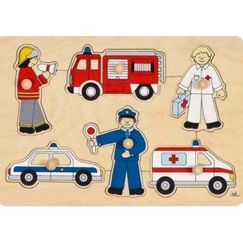 Goki Дървен пъзел с дръжки Goki - Професии (57632)