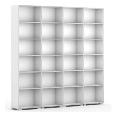 Knižnica Silver Line, biela, 4 stĺpce, 2230x2400x400 mm