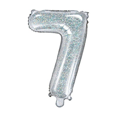 PartyDeco Foliový balón číslo 7 35cm holographic