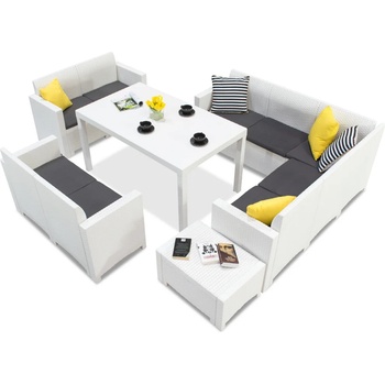 BICA Техноратанов комплект с ъглов диван Nebraska Comida 9 бял Bica (BCNEBCOM9BL)