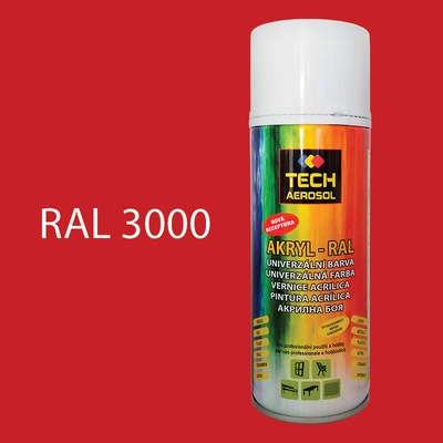 TECH AEROSOL Univerzální akrylová barva ve spreji 400 ml RAL 3000 ohnivě červená lesk