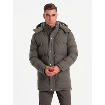 Ombre Clothing Мъжко дълго топло яке тип "парка" с вълна Ombre Облекло Ombre Clothing | Zelen | МЪЖЕ | L