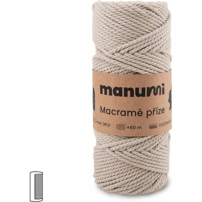 Manumi Macramé priadza stočená 3PLY 3mm piesková - 1 ks