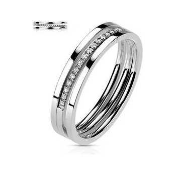 Šperky4U ocelový prsten s čirými zirkony OPR1872