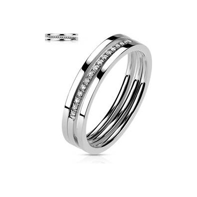 Šperky4U ocelový prsten s čirými zirkony OPR1872