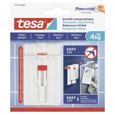 Nalepovací hřebík "Powerstrips® 77767", na hladké, nastavitelný, 4 kg, TESA