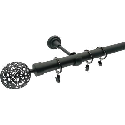 KovovégarnýžeCZ Huglo elegance 25 mm Jednořadá Bez kroužků černá matná 180 cm