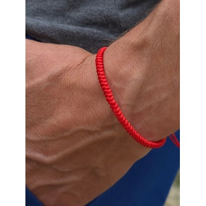 Kathryn' s Bracelets Мъжка Гривна с ръчно изплетен Червен Конец