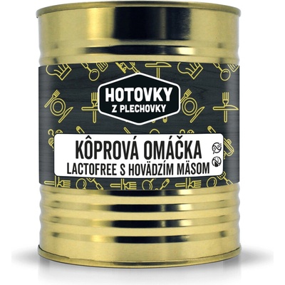 Hotovky z Plechovky Kôprová omáčka s hovädzím mäsom bez lepku a mlieka 800 g