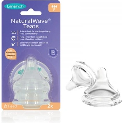 Lansinoh Биберони за шише Lansinoh - NaturalWave, 2 броя, 6м+ (m-75920)
