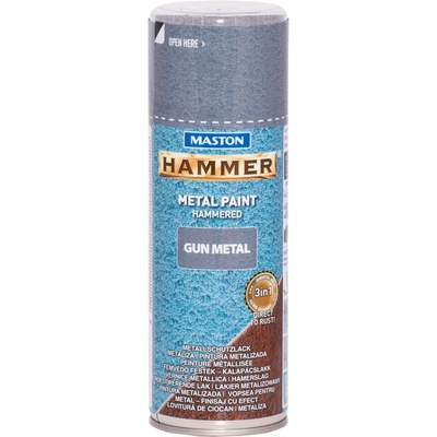 MASTON SPRAYPAINT HAMMER 3 v 1, priamo na hrdzu 400 ml, Kladivkový lesklý efekt Kovovo-sivá