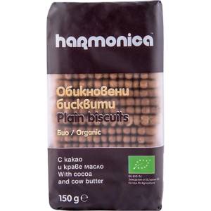 Harmonica Био обикновени бисквити с краве масло и какао Harmonica - 150 g (2085) - ozone
