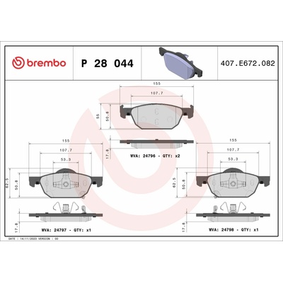 BREMBO Súprava brzdových doštičiek P 28 044X