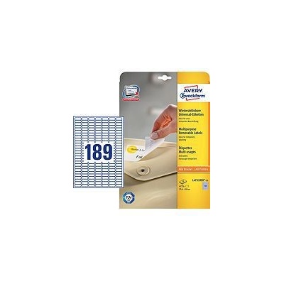 Avery-Zweckform L4731REV-25 25.4 x 10 mm papier biela 5760 ks premiestniteľné univerzálne etikety atrament, laser, kópie; L4731REV-25
