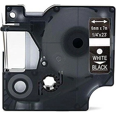 Dymo 43621, 6mm x 7m, bílý tisk / černý podklad, kompatibilní páska