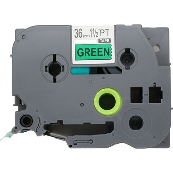 Pro Brother Brother TZe-V761, 36mm x 5, 5m, черен печат / зелен фон, винил, съвместима лента (TZe-V761)