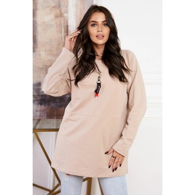 Fashionweek Mikina s kapucňou Oversized bavlnená K0160 béžový