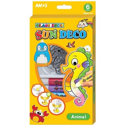Amos Zvířátka barvy na sklo sada 6 barev x 10,5 ml + 6 sklíček