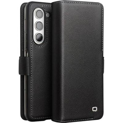 Qialino Кожен Калъф за Samsung Z Fold 5, Qialino Leather Book Case, Черен (5906601977771)