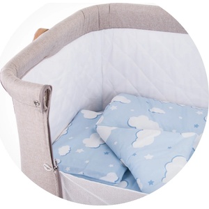 Chipolino Бебешки спален комплект за мини кошара Chipolino - Облаче, Син (KOSCLOSET011BC)