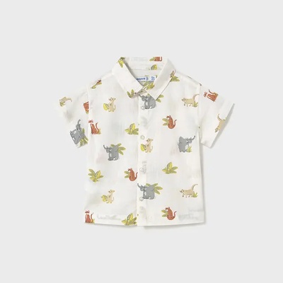 MAYORAL Риза къс ръкав принт животни в бяло за мини момче Майорал