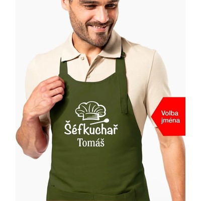 Kariban HobbyTriko Zástěra pro muže se jménem Šéfkuchař.. Khaki