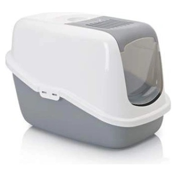 SAVIC Nestor - Затворена котешка тоалетна с филтър, 56х39х38.5, бяло/сиво