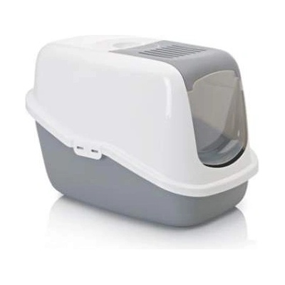 SAVIC Nestor - Затворена котешка тоалетна с филтър, 56х39х38.5, бяло/сиво
